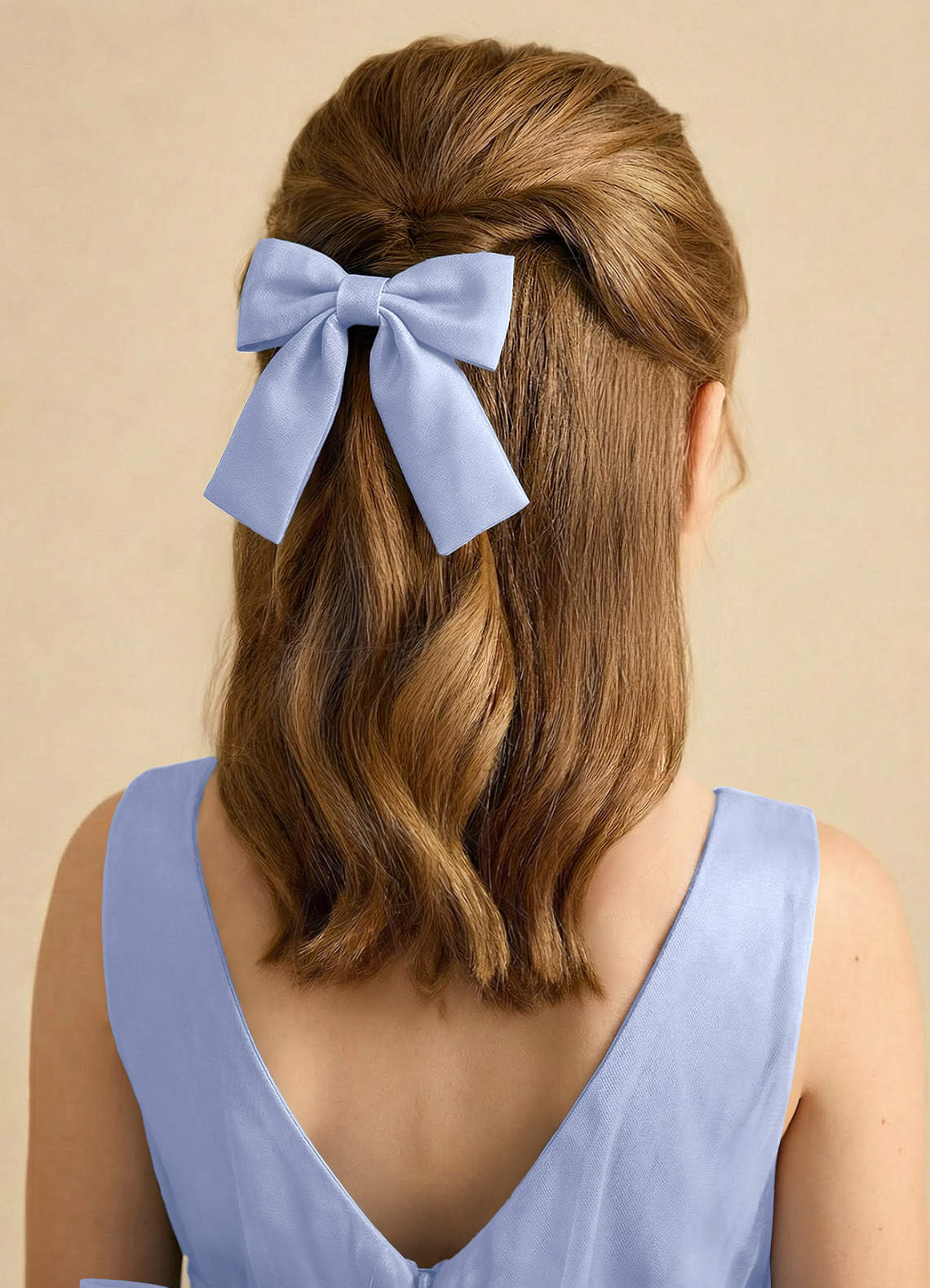 Girls Matte Satin Bow Hair Clip — Ice — 图 324/332