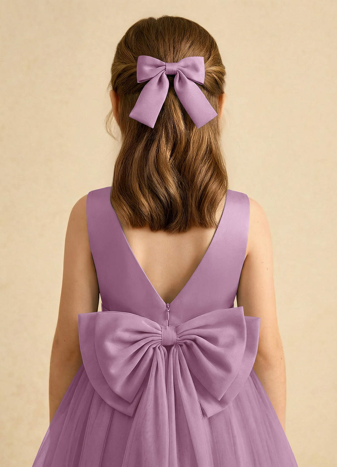 Girls Matte Satin Bow Hair Clip — Wisteria — 图 186/332