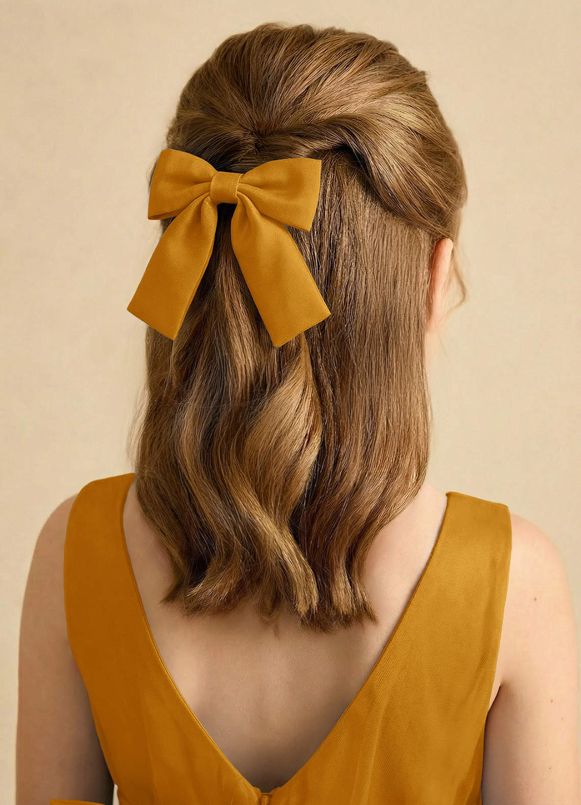 Girls Matte Satin Bow Hair Clip — butterscotch — 图 283/332