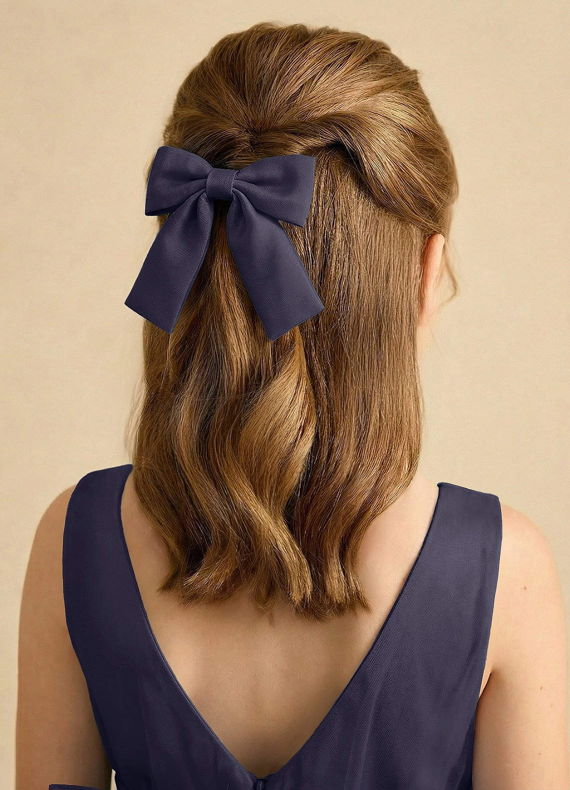 Girls Matte Satin Bow Hair Clip — Stormy — 图 102/332