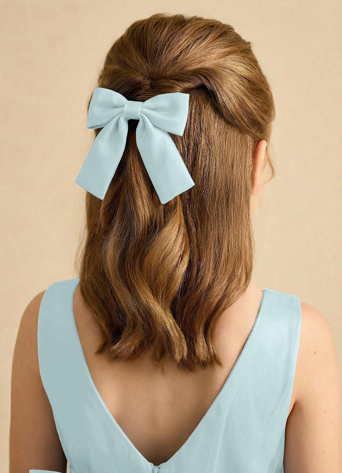 Girls Matte Satin Bow Hair Clip — Sea Glass — 图 81/332