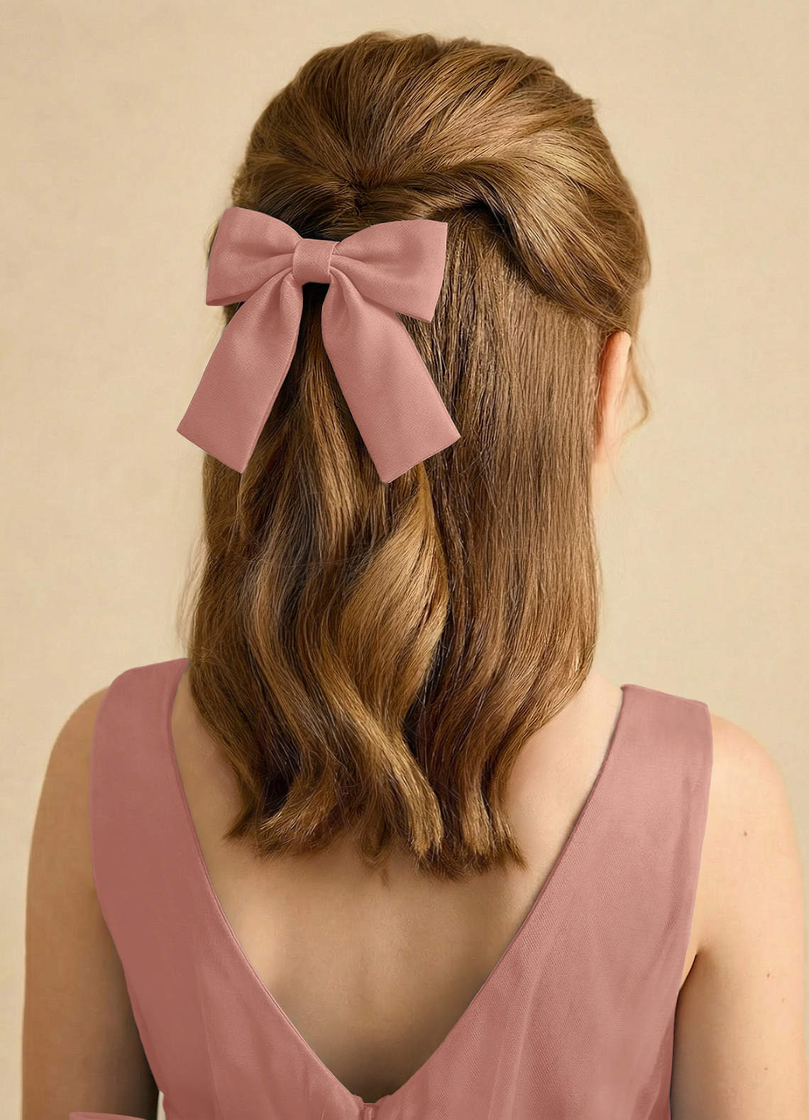 Girls Matte Satin Bow Hair Clip — Rosette — 图 143/332