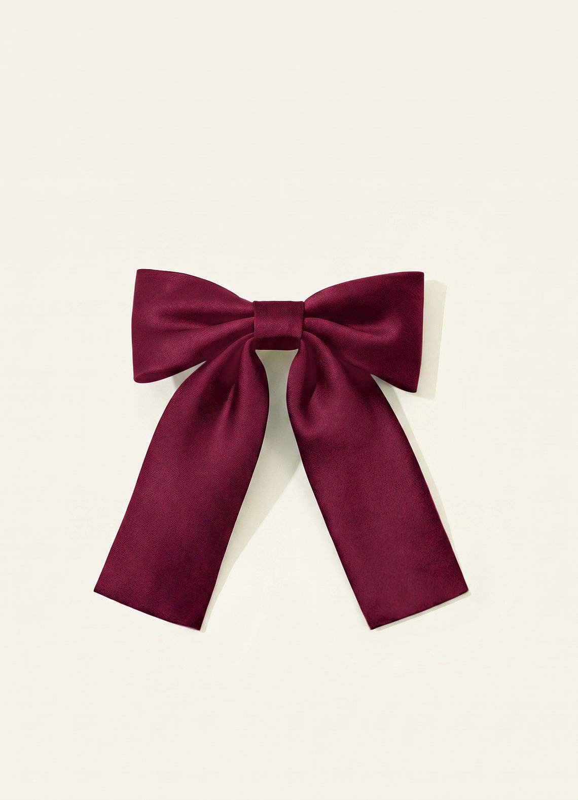 Girls Matte Satin Bow Hair Clip — Burgundy — 图 240/332