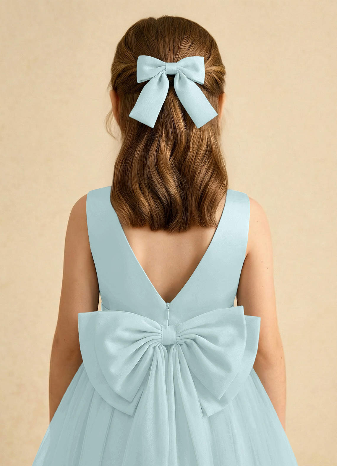 Girls Matte Satin Bow Hair Clip — Sea Glass — 图 83/332