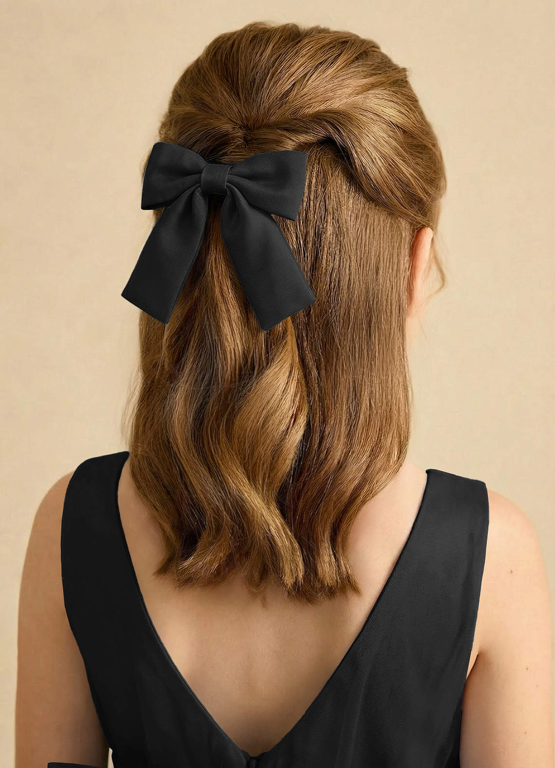 Girls Matte Satin Bow Hair Clip — black — 图 314/332