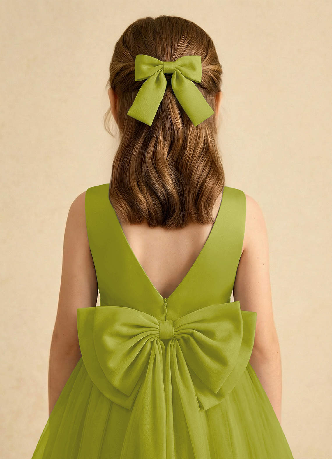 Girls Matte Satin Bow Hair Clip — Lemongrass — 图 48/332