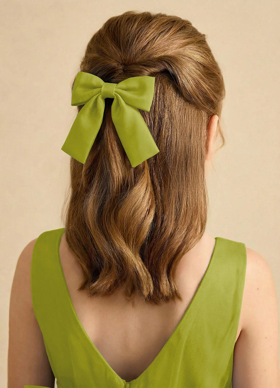 Girls Matte Satin Bow Hair Clip — Lemongrass — 图 46/332