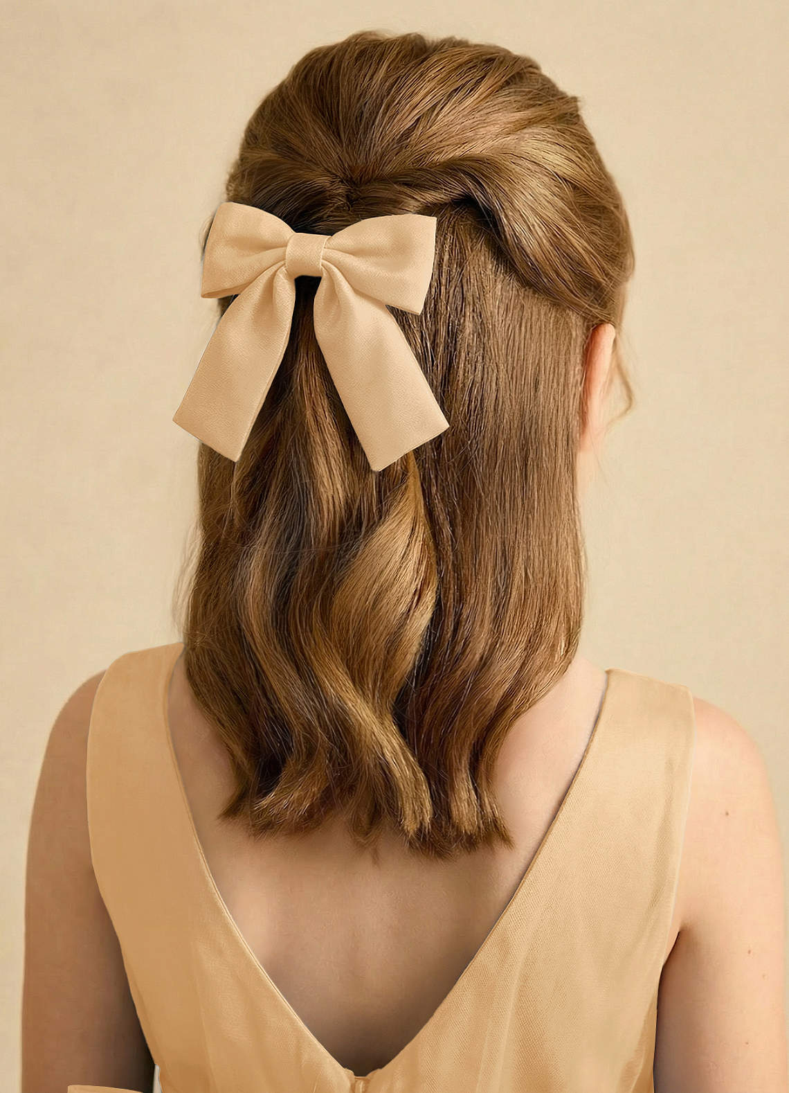 Girls Matte Satin Bow Hair Clip — Gold — 图 278/332