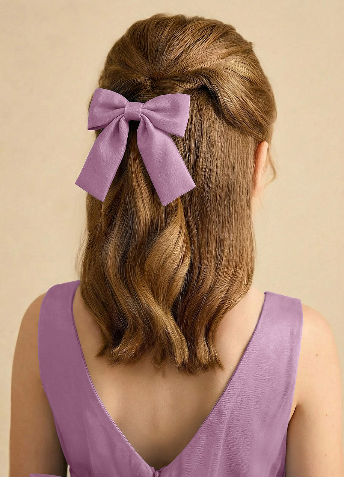 Girls Matte Satin Bow Hair Clip — Wisteria — 图 184/332
