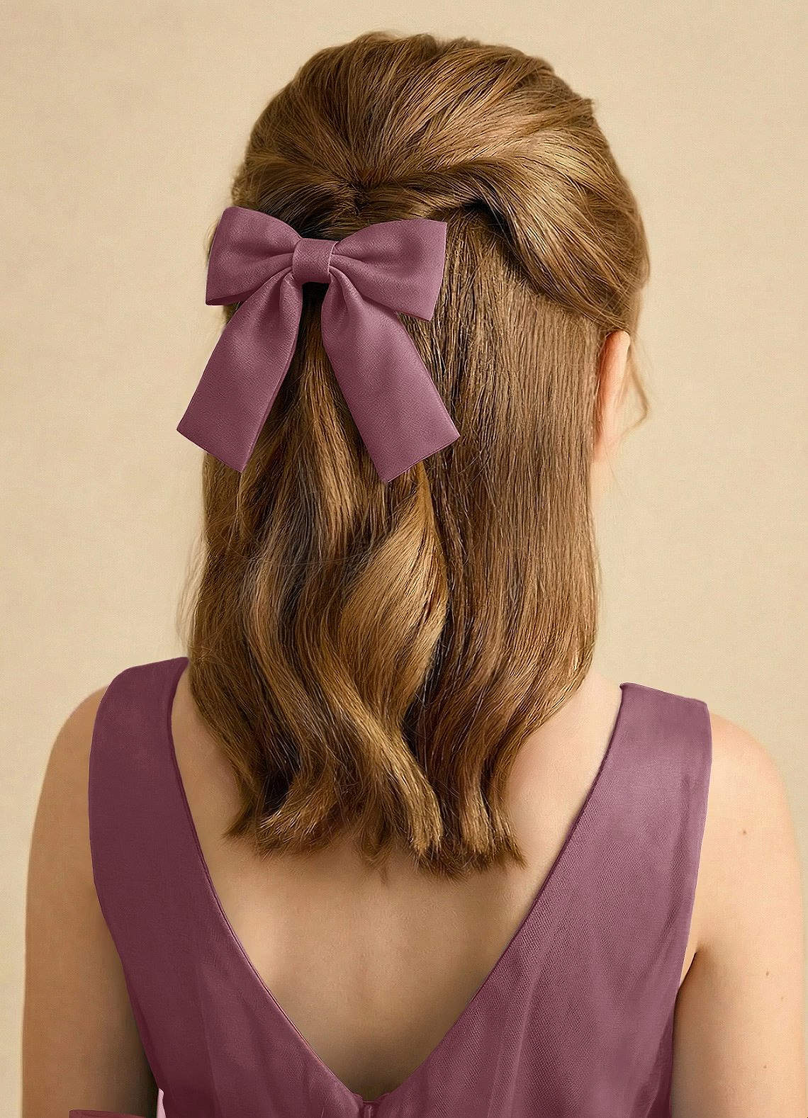 Girls Matte Satin Bow Hair Clip — Amethyst — 图 195/332