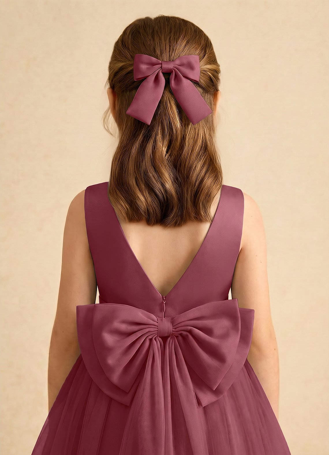 Girls Matte Satin Bow Hair Clip — Desert Rose — 图 202/332