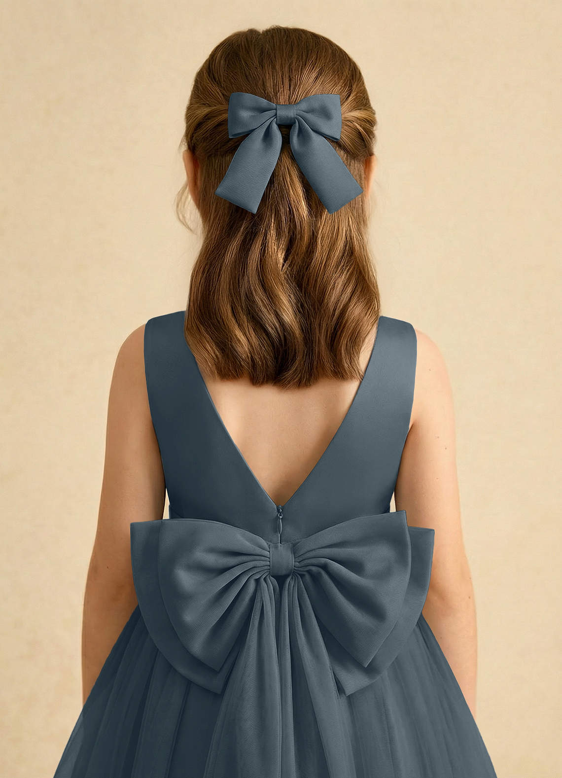 Girls Matte Satin Bow Hair Clip — Twilight — 图 109/332