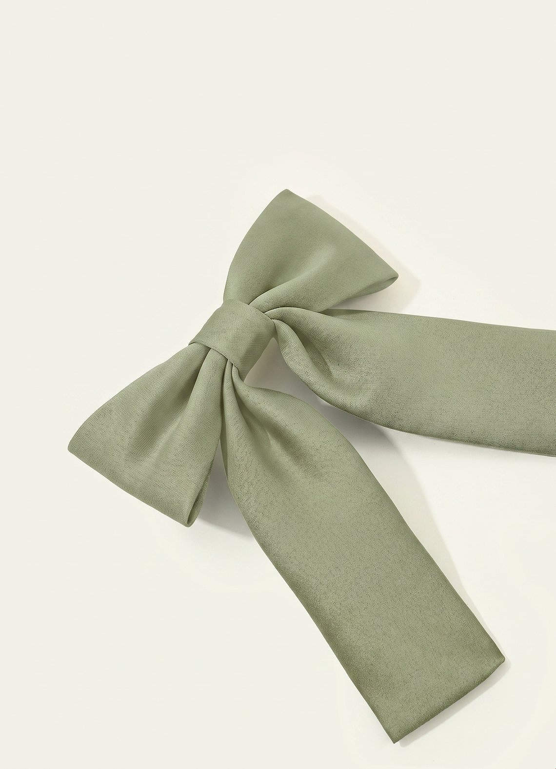 Girls Matte Satin Bow Hair Clip — Pistachio — 图 32/332