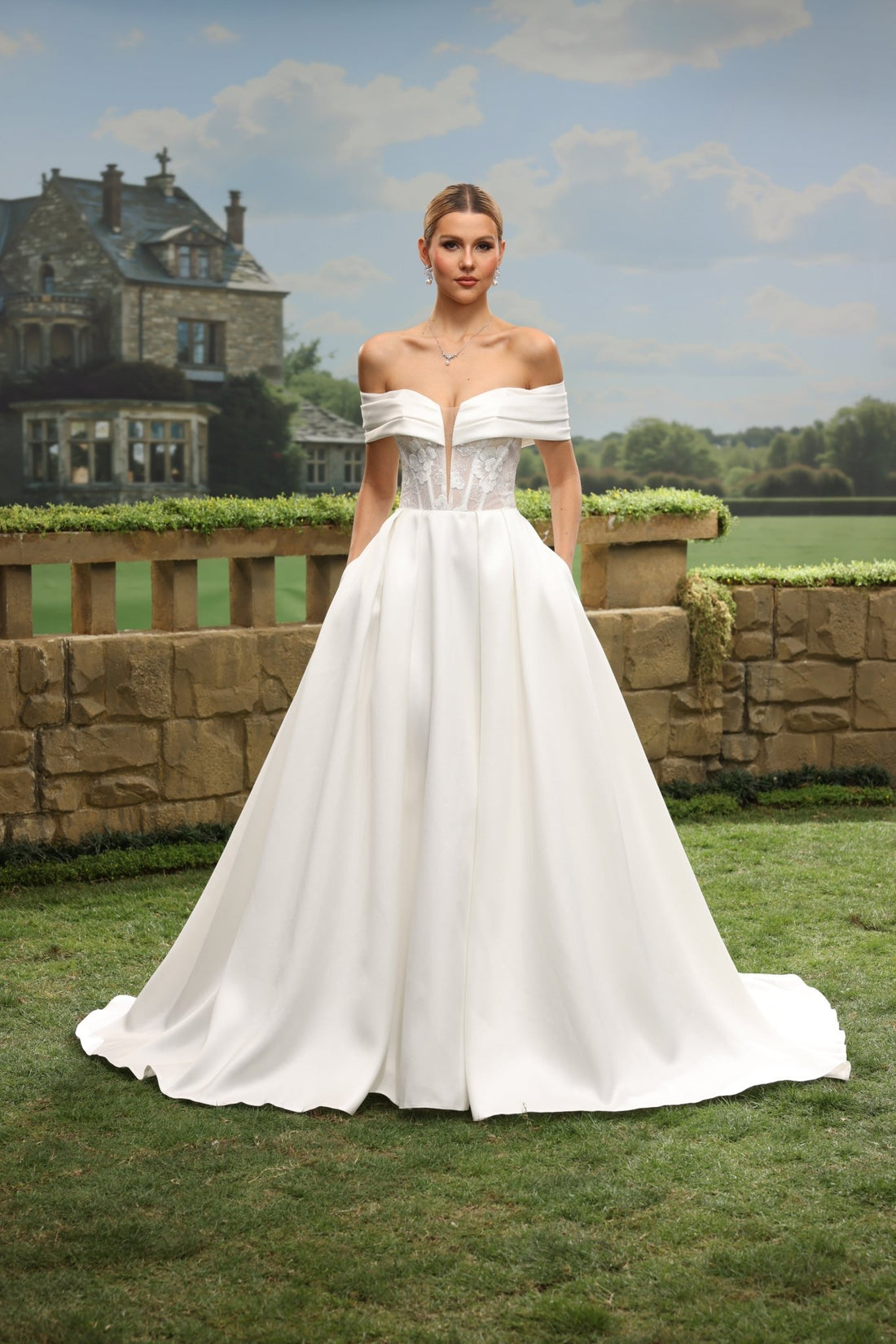 Alva white wedding dress front view 1