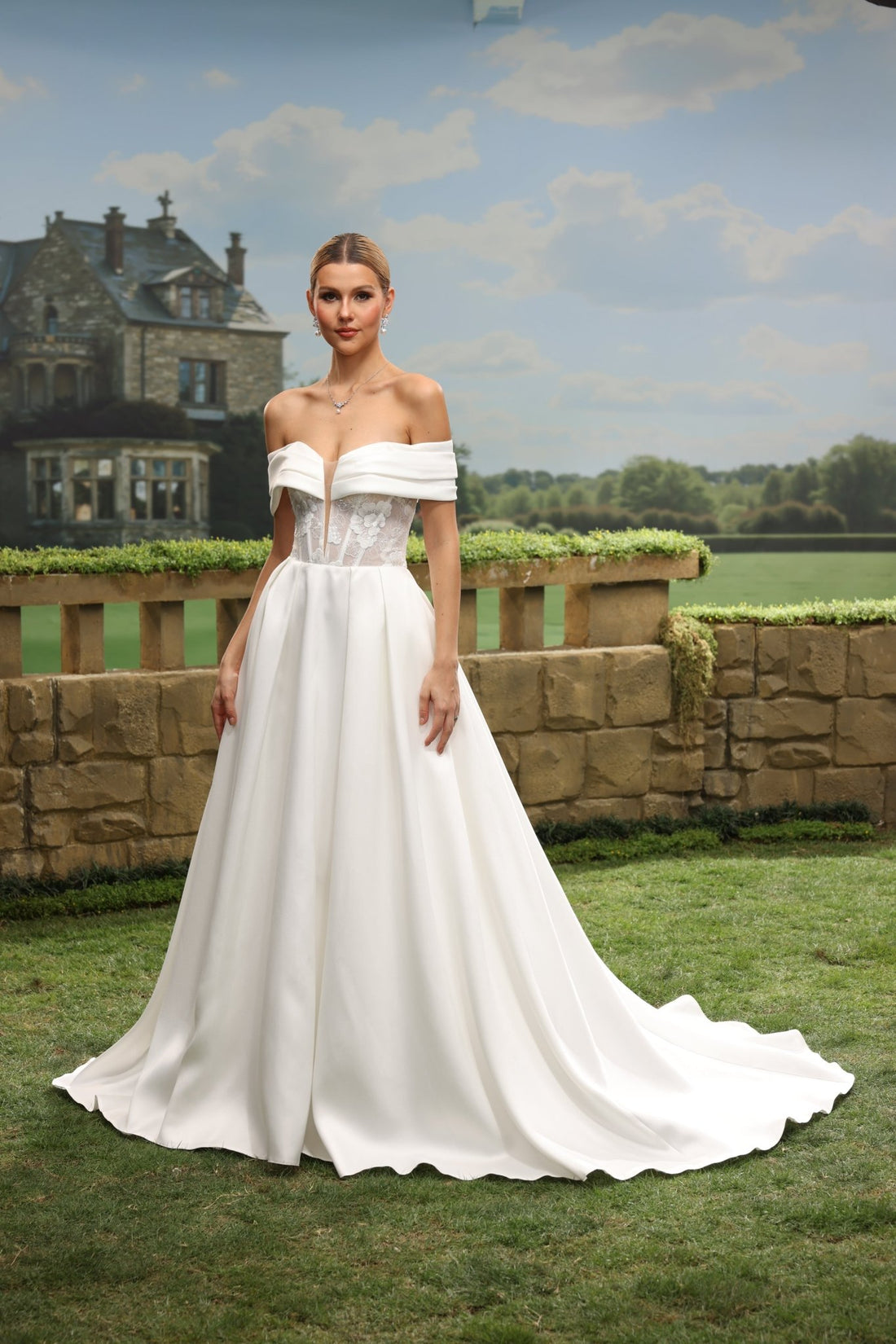 Alva white wedding dress front view 1