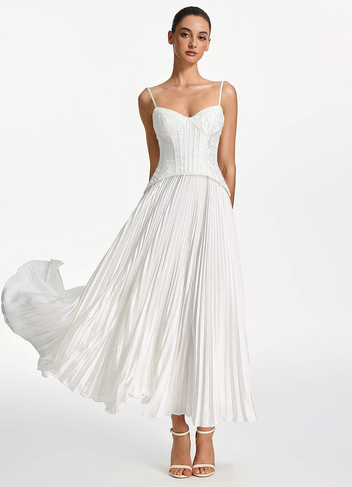 Isolde A-Line Corset Lace Satin Prom Dress in black