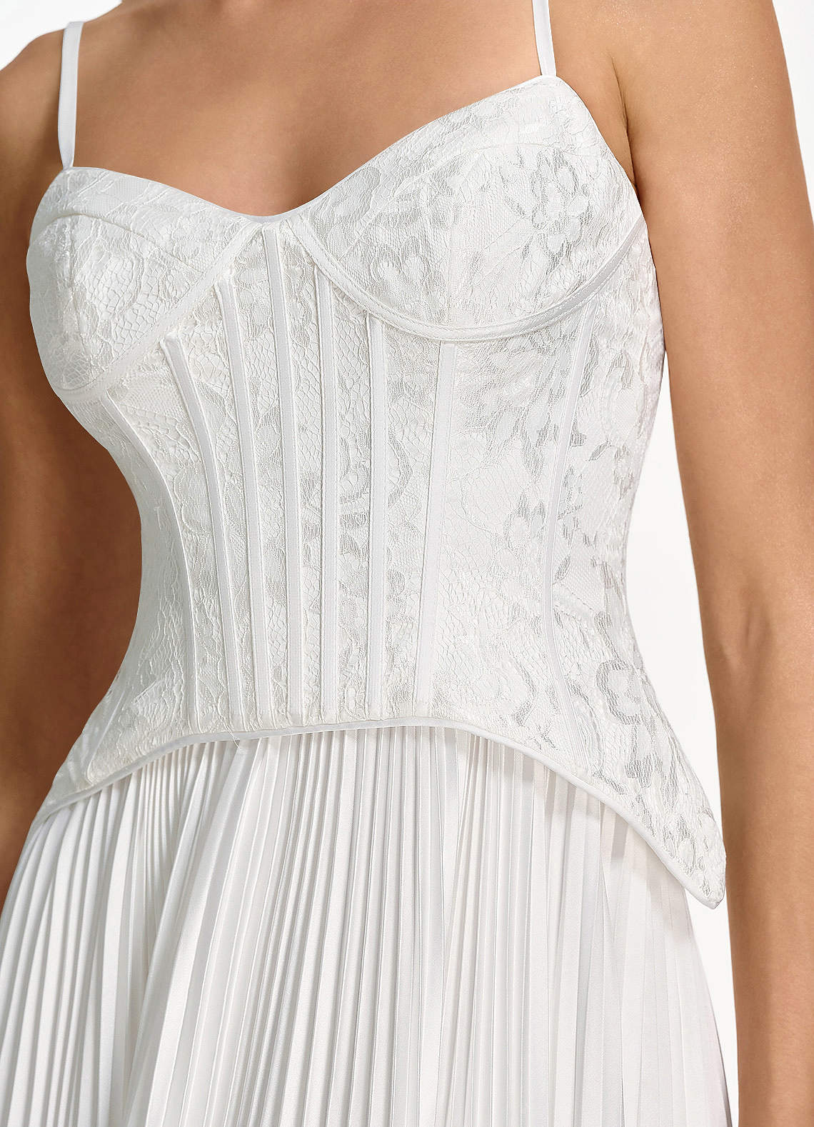 Isolde A-Line Corset Lace Satin Prom Dress in white