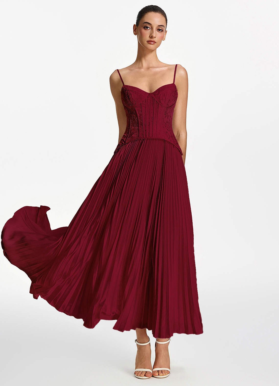 Isolde A-Line Corset Lace Satin Prom Dress in black