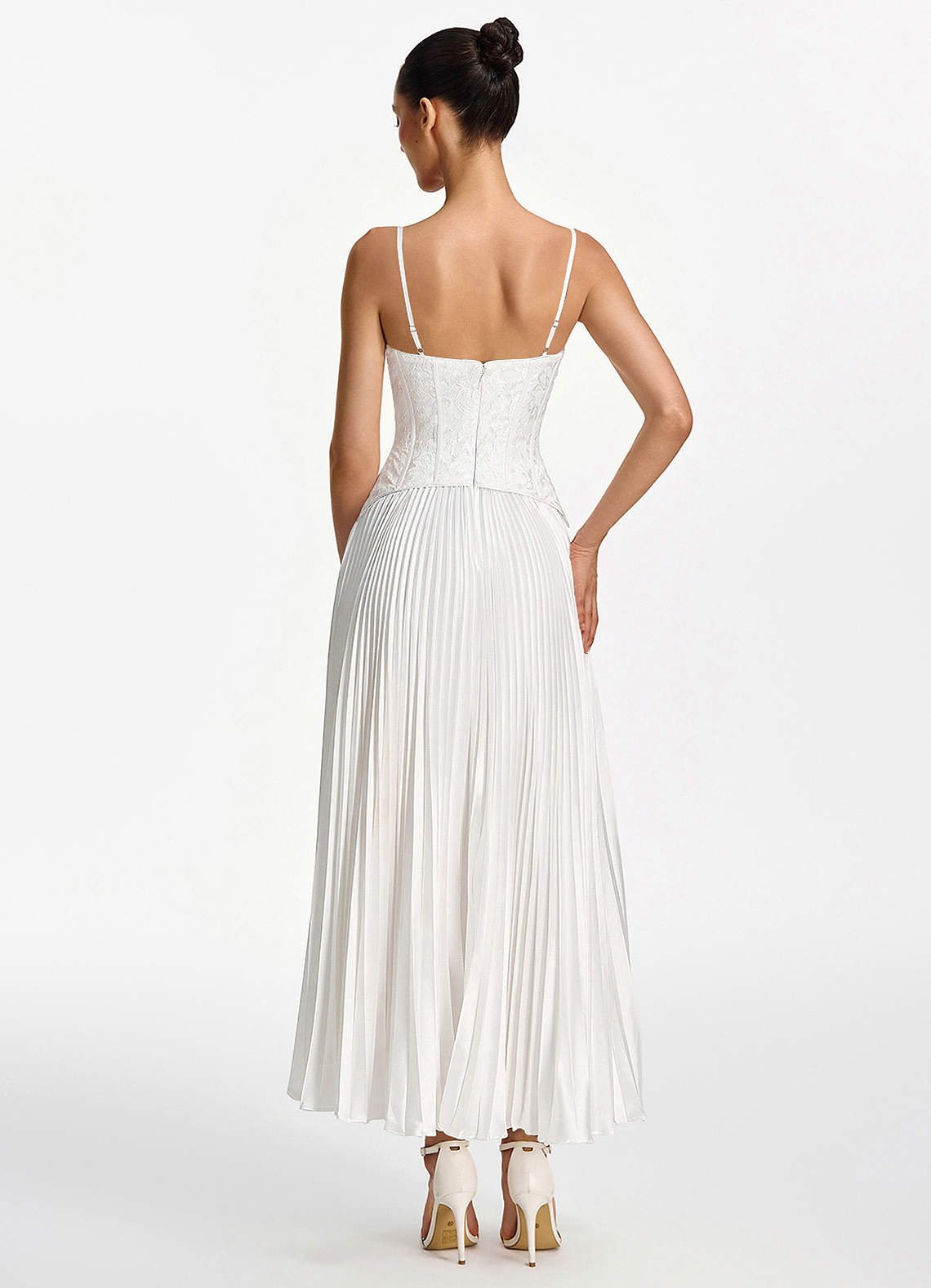 Isolde A-Line Corset Lace Satin Prom Dress in white