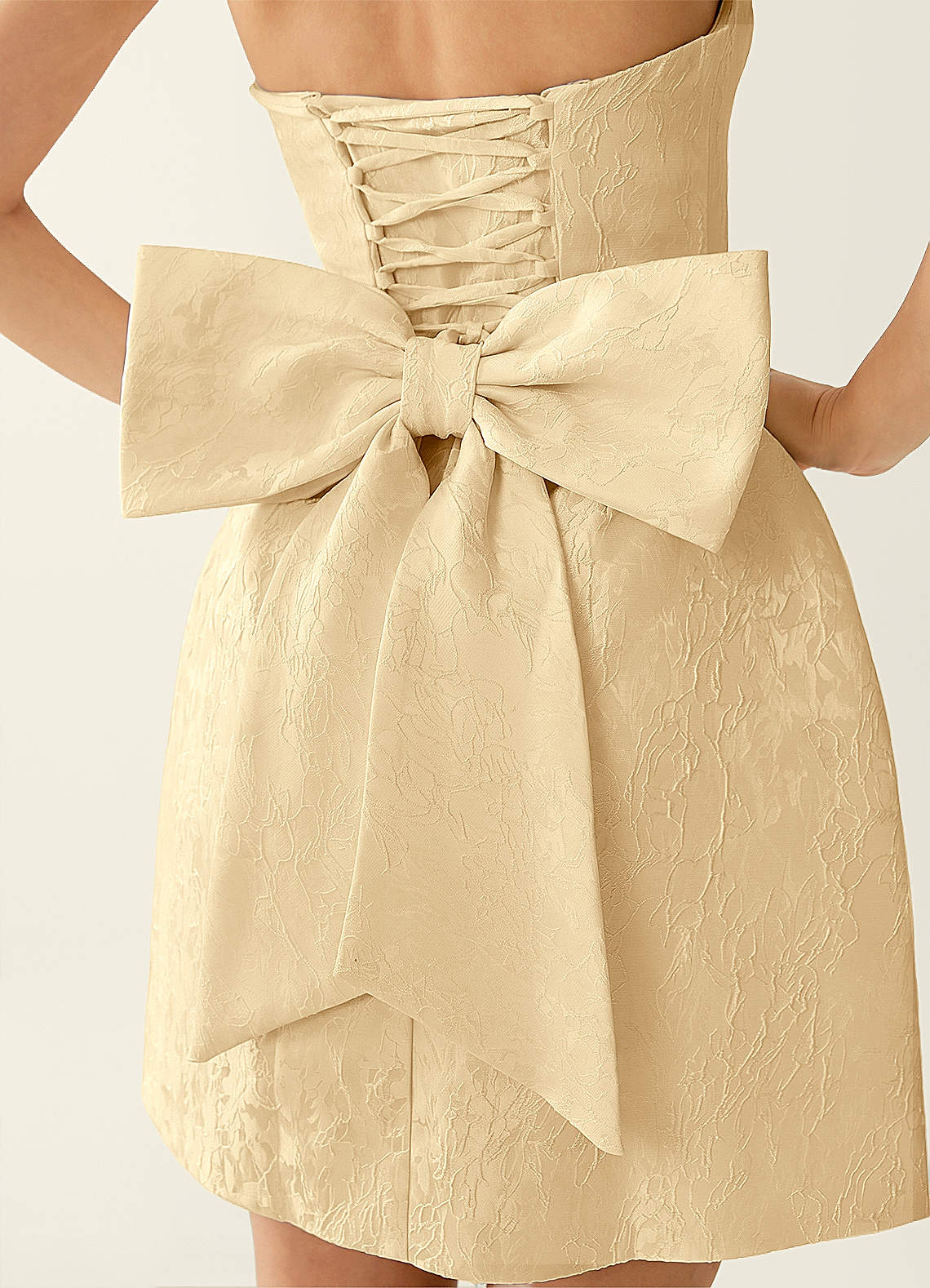 Hadleigh Fit-and-Flare Mini Strapless Jacquard Prom Dress in Orange