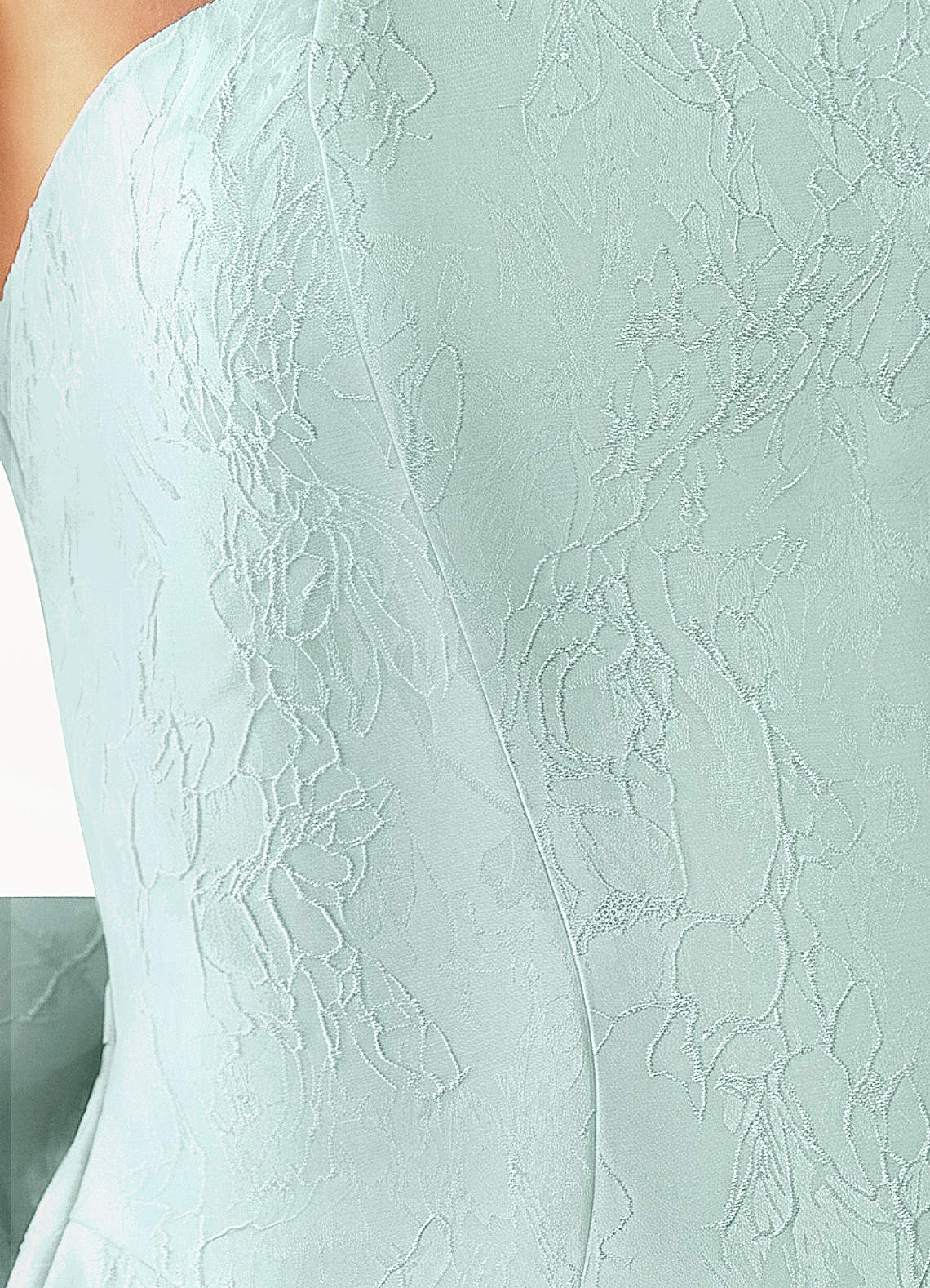 Hadleigh Fit-and-Flare Mini Strapless Jacquard Prom Dress in Mint Green