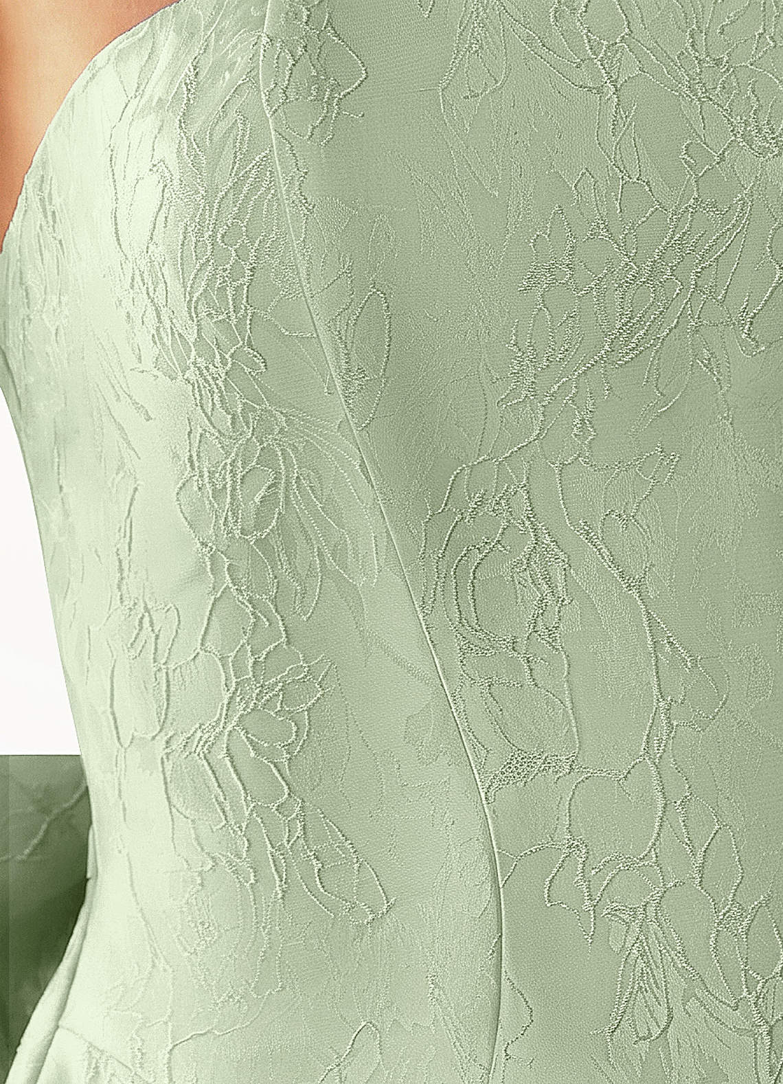 Hadleigh Fit-and-Flare Mini Strapless Jacquard Prom Dress in Sage