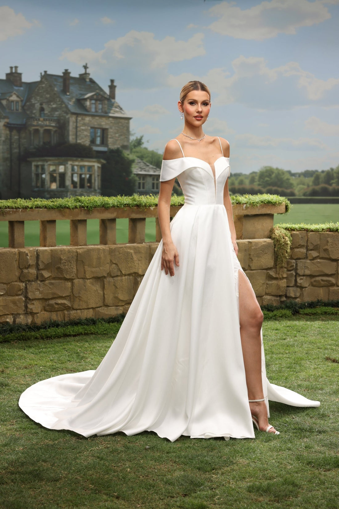 Hana white wedding dress front view 1