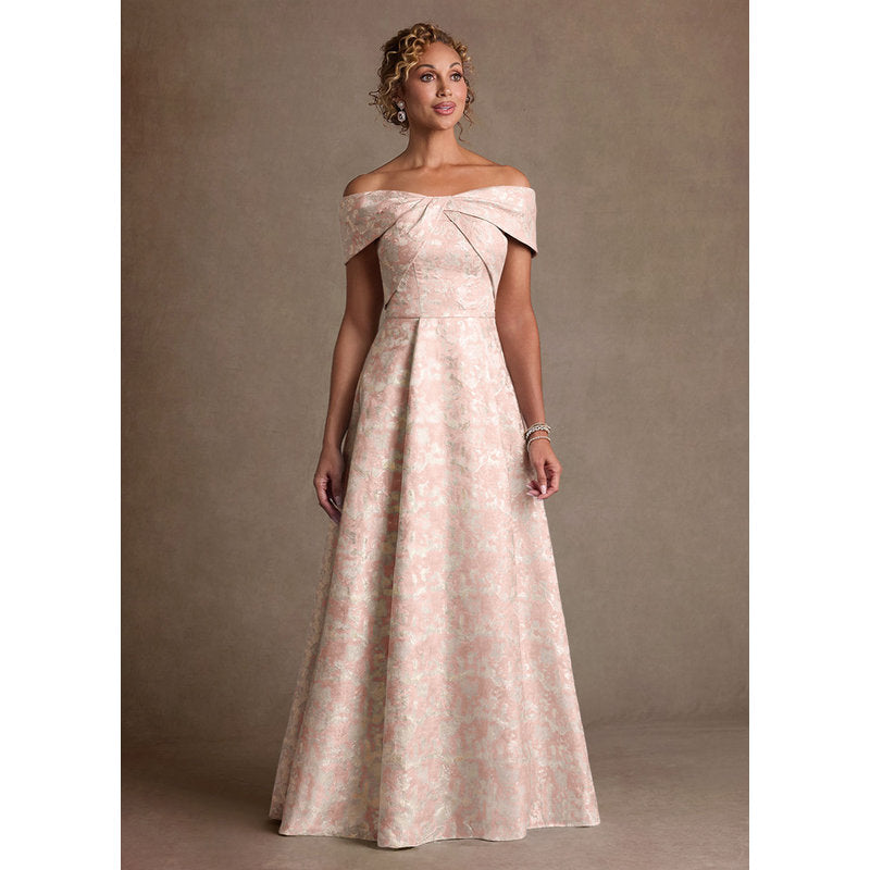 Harriett A-Line Off-the-Shoulder Jacquard Mother of the Bride Dress in Dusty Rose - photo 1