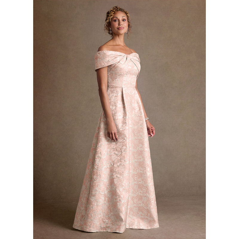 Harriett A-Line Off-the-Shoulder Jacquard Mother of the Bride Dress in Dusty Rose - photo 2