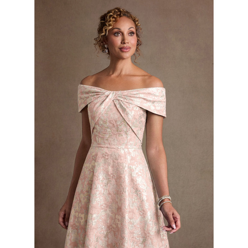 Harriett A-Line Off-the-Shoulder Jacquard Mother of the Bride Dress in Dusty Rose - photo 3