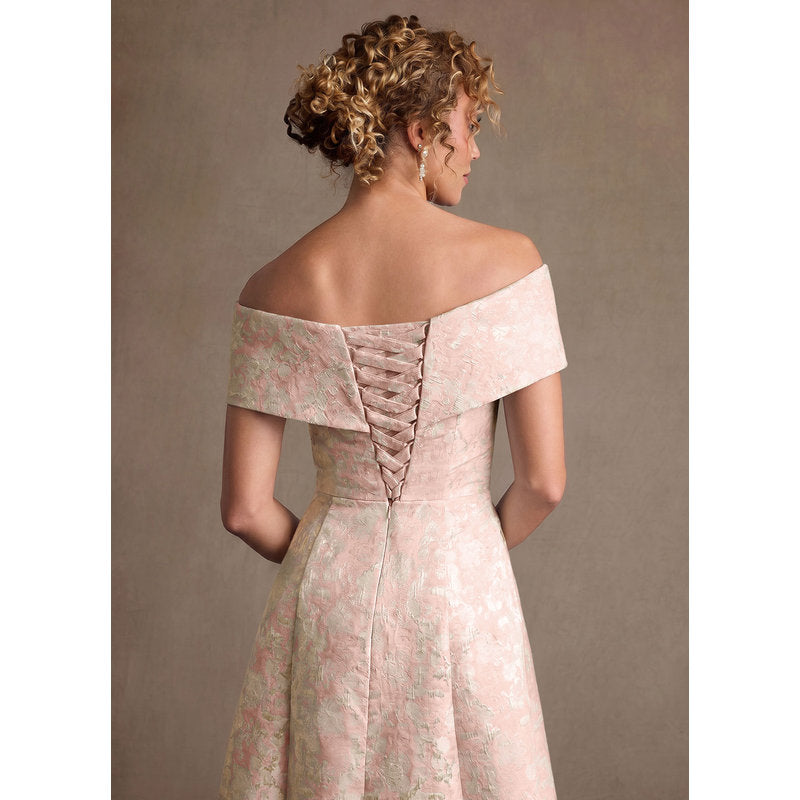 Harriett A-Line Off-the-Shoulder Jacquard Mother of the Bride Dress in Dusty Rose - photo 6