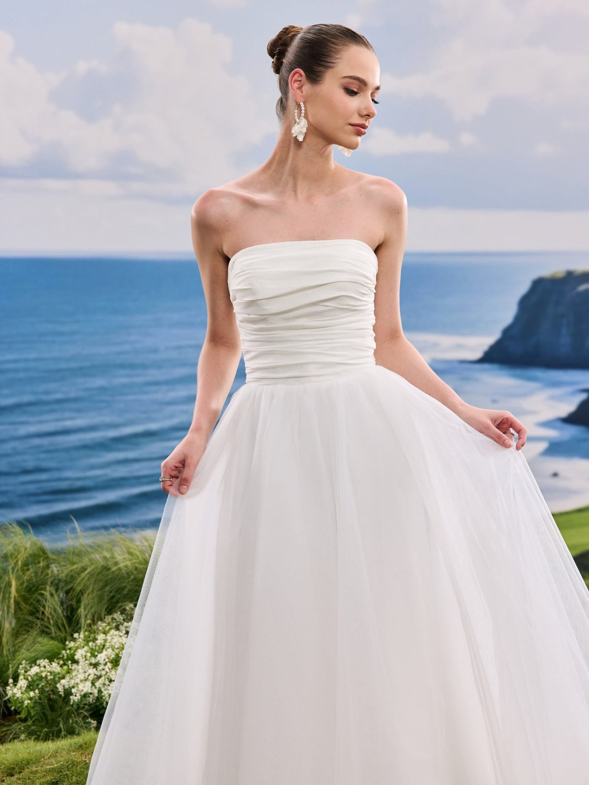 Havira white wedding dress, detail and alternate angle