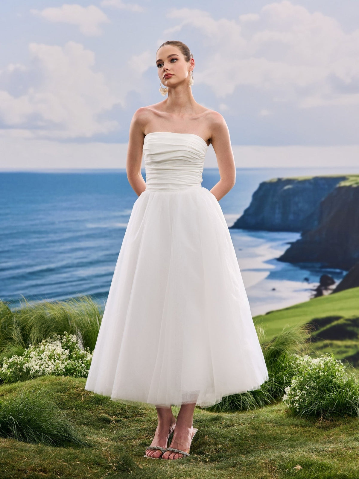 Havira white wedding dress, detail and alternate angle