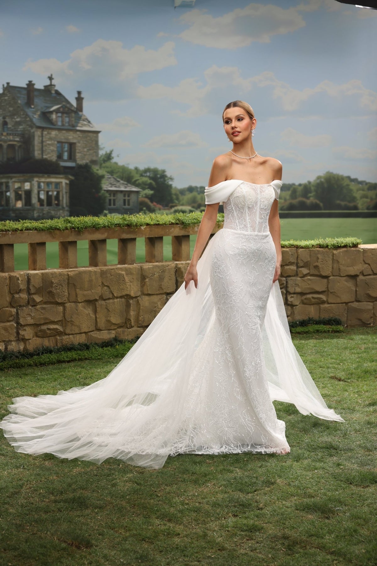 Helia Mermaid Off-the-Shoulder Straight-Neck wedding dress — design detail 8