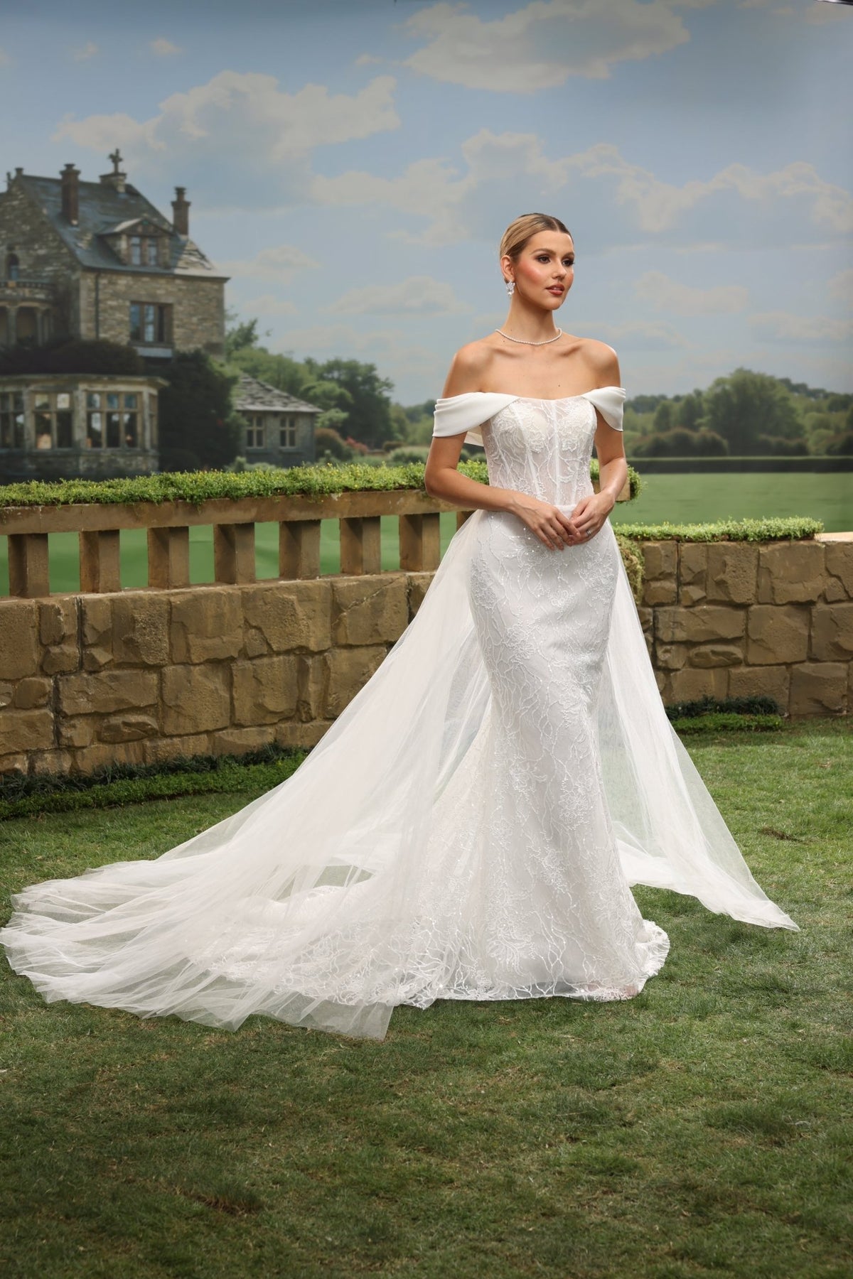 Helia Mermaid Off-the-Shoulder Straight-Neck wedding dress — design detail 3