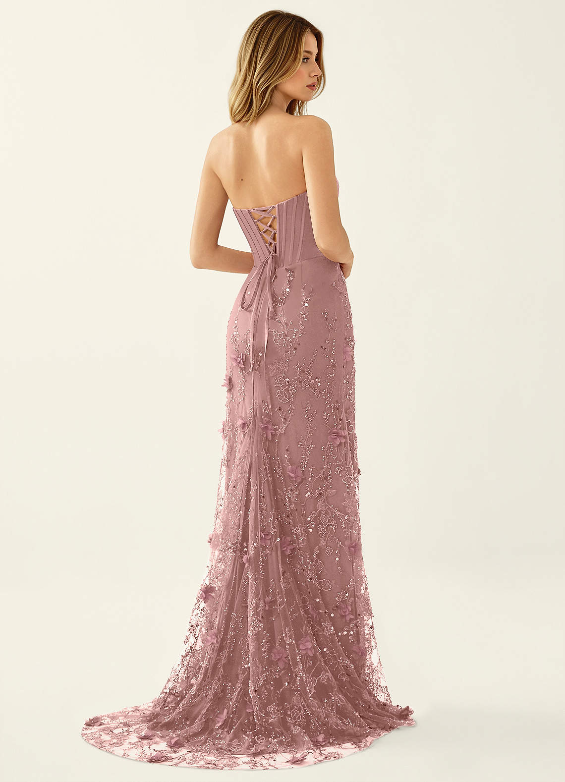 Iliana Mermaid Strapless Satin Prom Dress in Light Pink