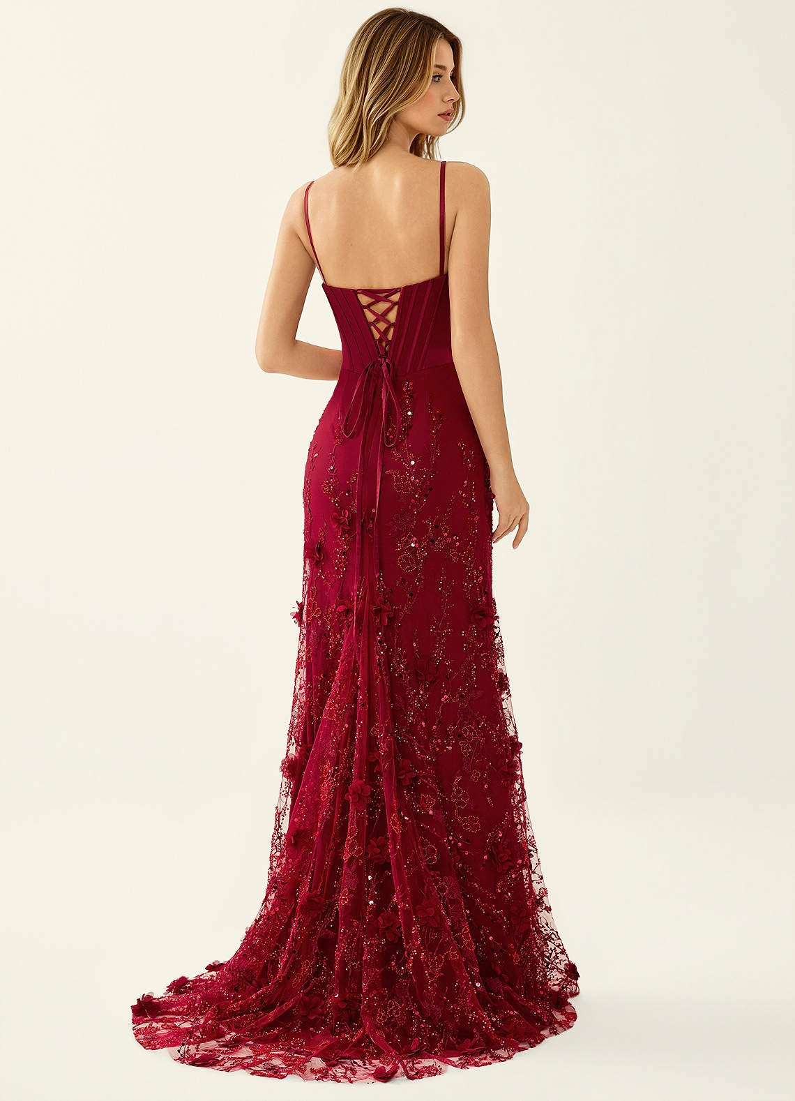 Iliana Mermaid Strapless Satin Prom Dress in Burgundy