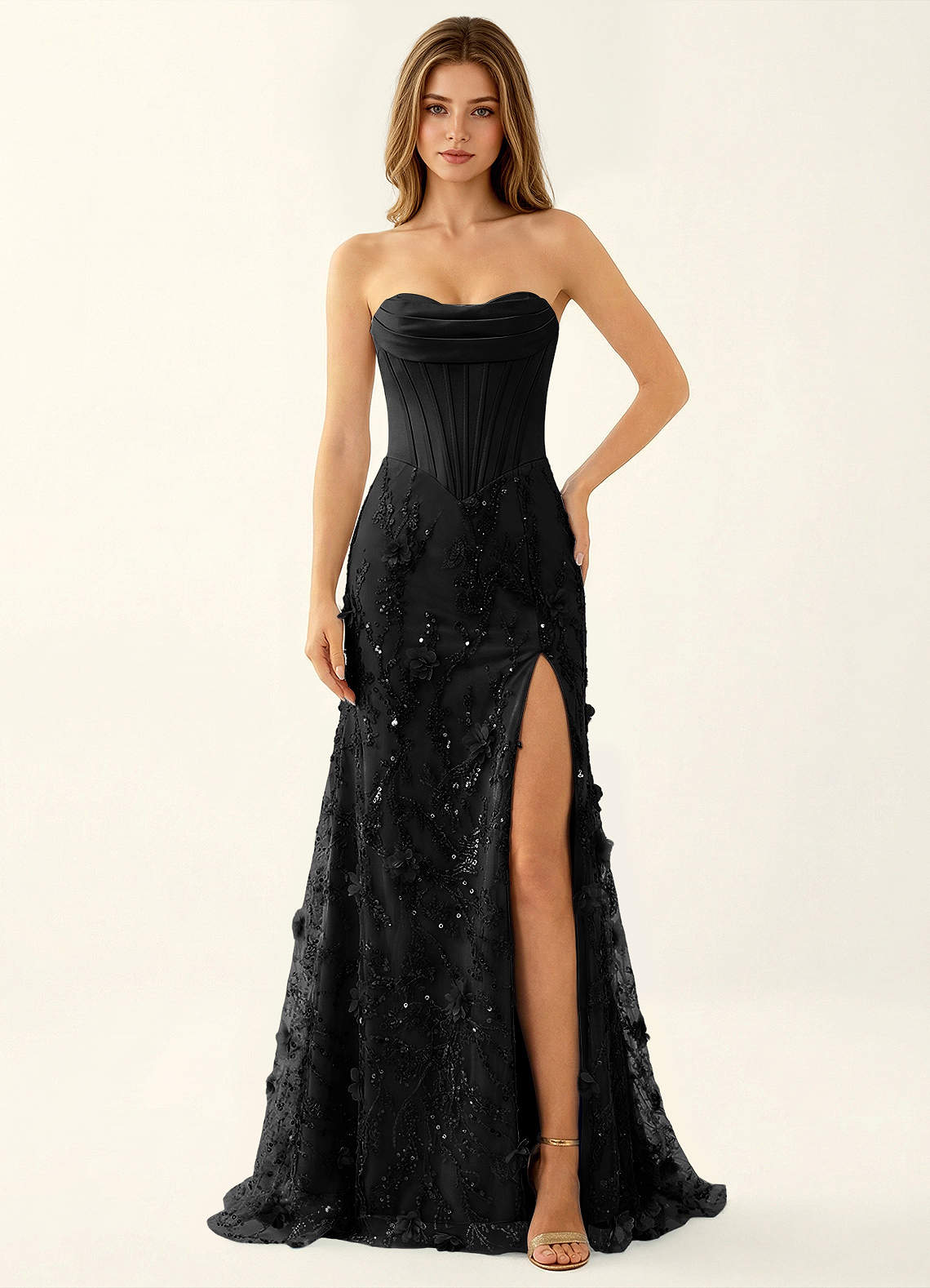 Iliana Mermaid Strapless Satin Prom Dress in Burgundy