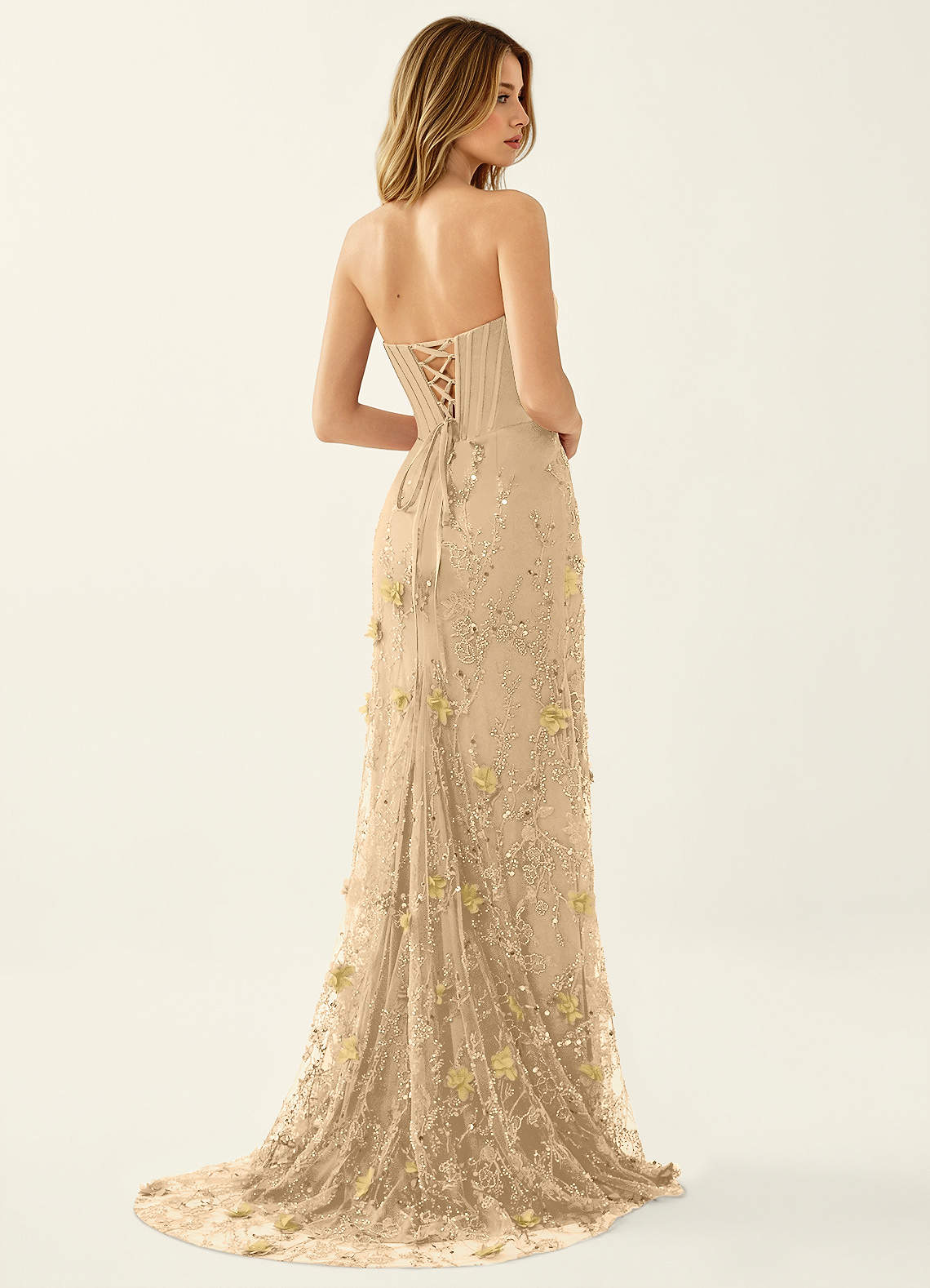 Iliana Mermaid Strapless Satin Prom Dress in Champagne