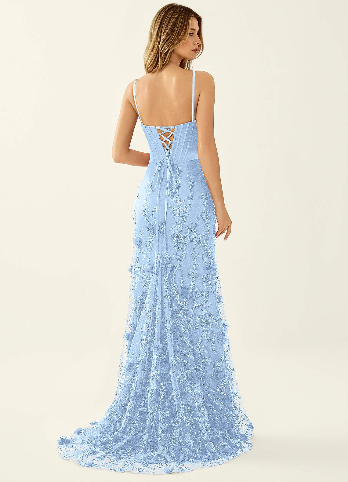 Iliana Mermaid Strapless Satin Prom Dress in Sky Blue