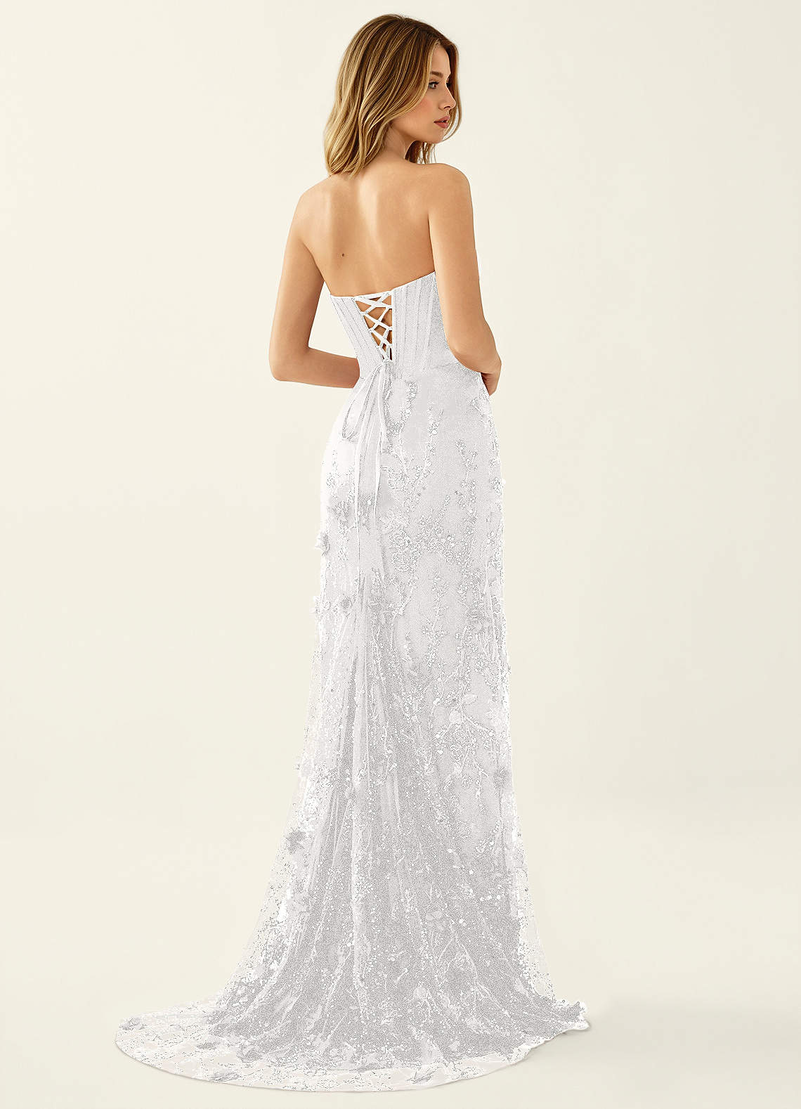 Iliana Mermaid Strapless Satin Prom Dress in White