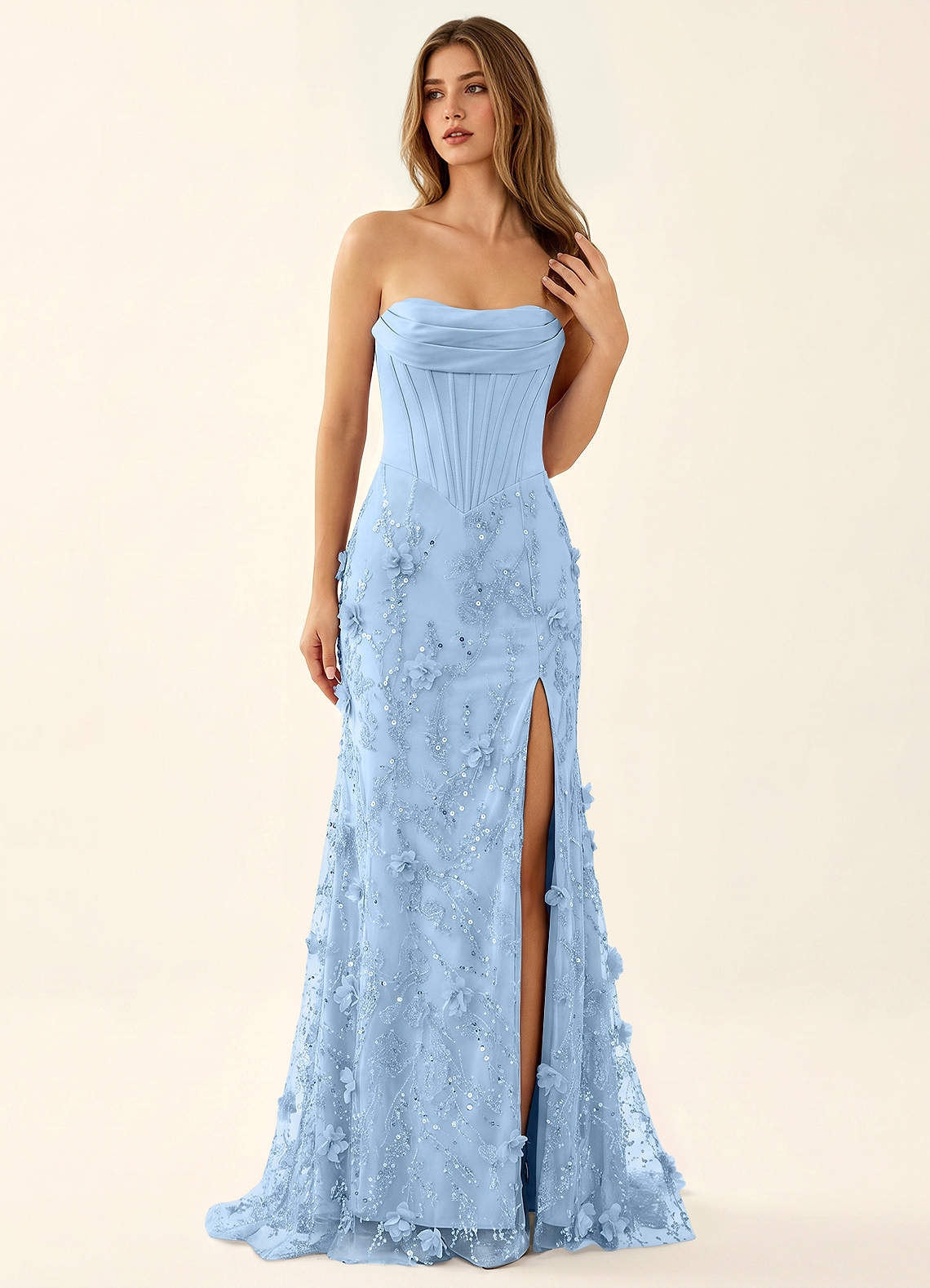 Iliana Mermaid Strapless Satin Prom Dress in Burgundy