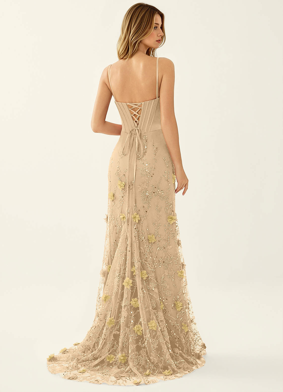 Iliana Mermaid Strapless Satin Prom Dress in Champagne