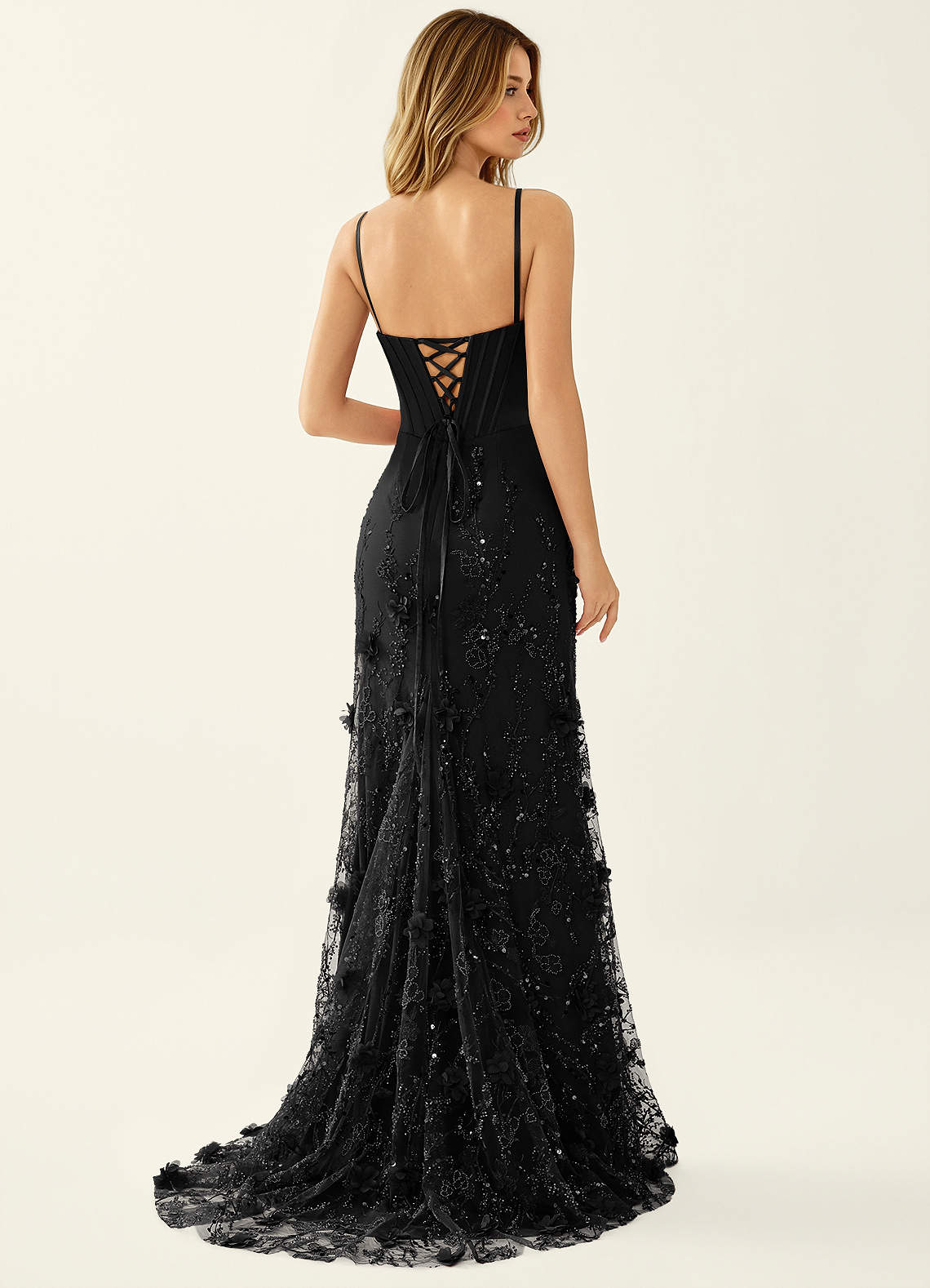 Iliana Mermaid Strapless Satin Prom Dress in Black