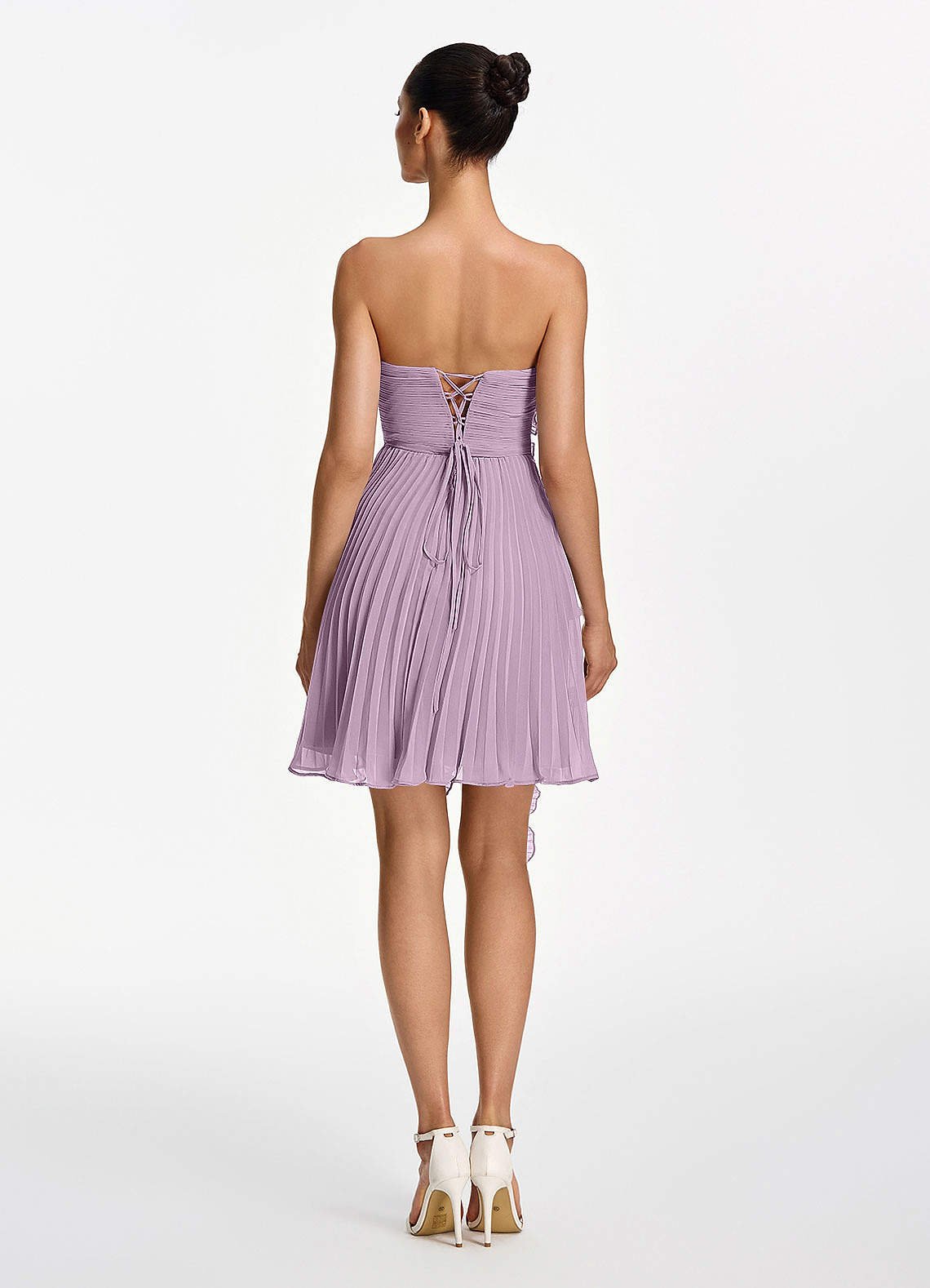 Ilona A-Line Mini Strapless Pleated Chiffon Prom Dress in Wisteria