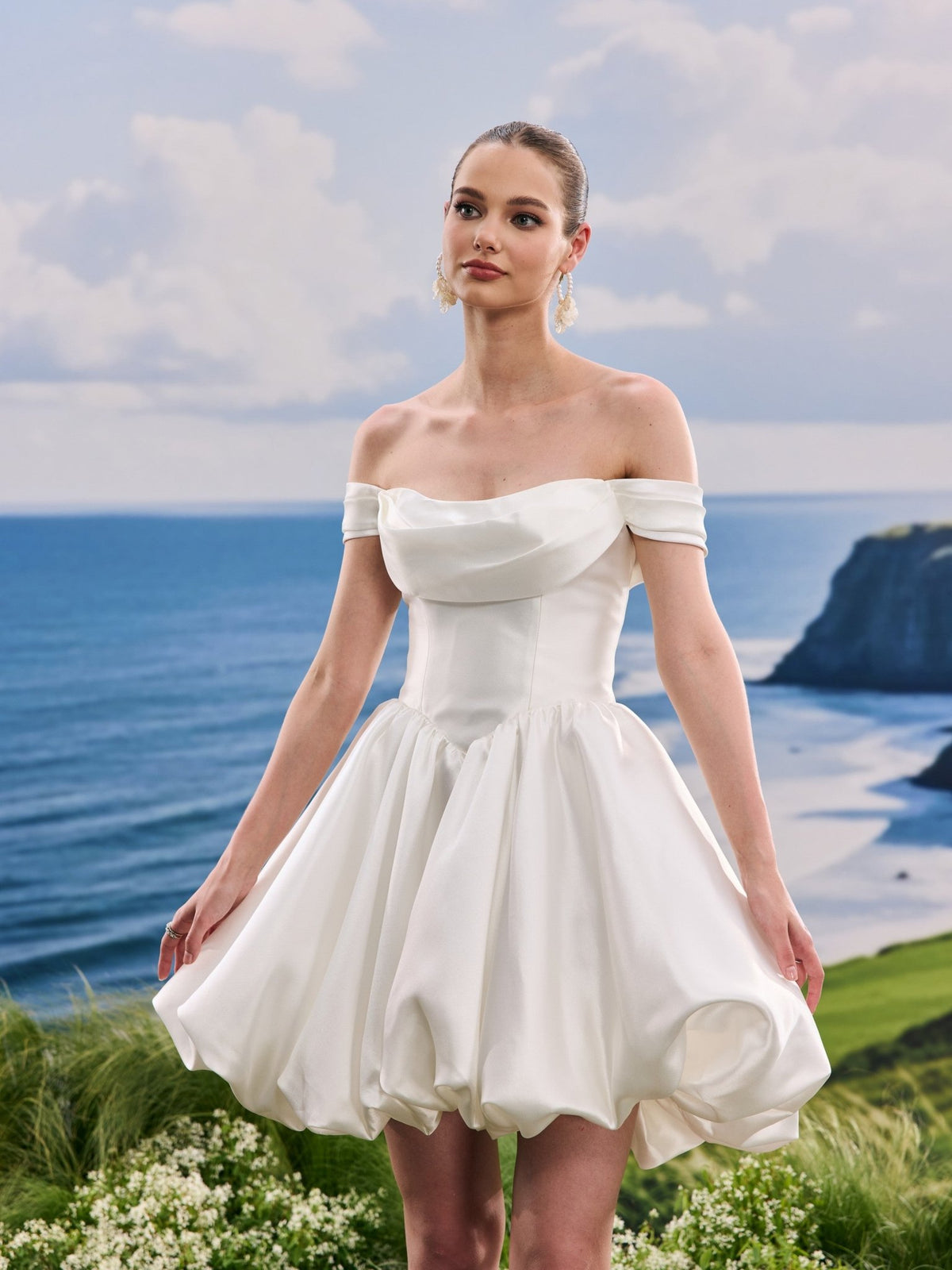 Ilyra white wedding dress, detail and alternate angle