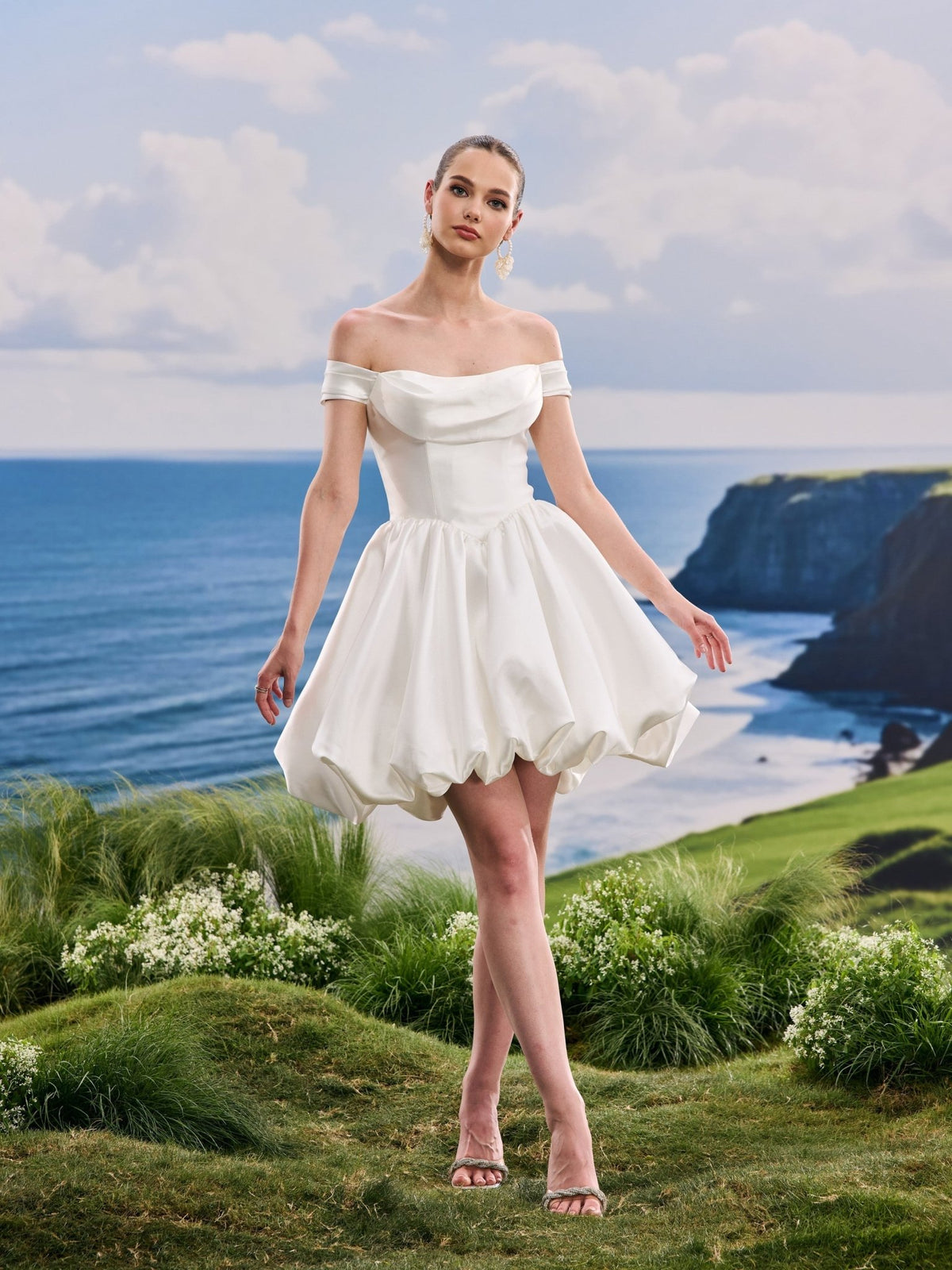 Ilyra white wedding dress, detail and alternate angle
