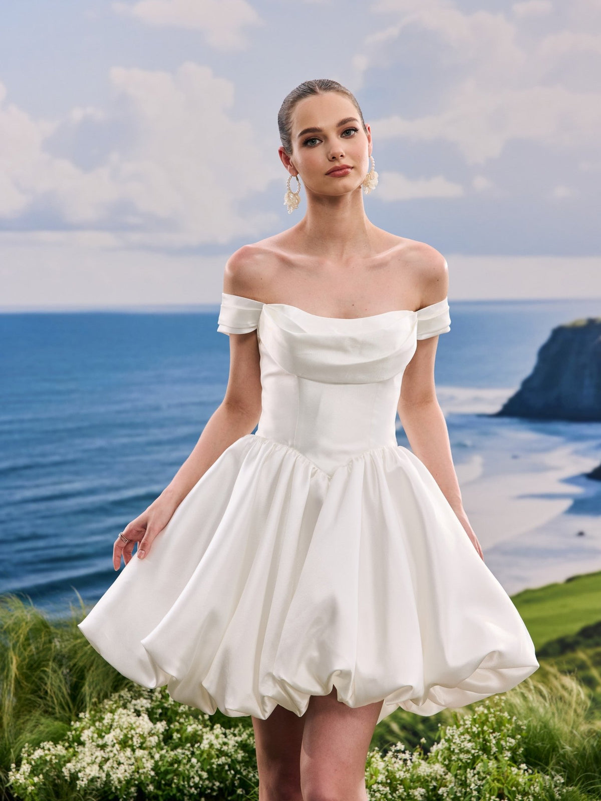 Ilyra white wedding dress, detail and alternate angle