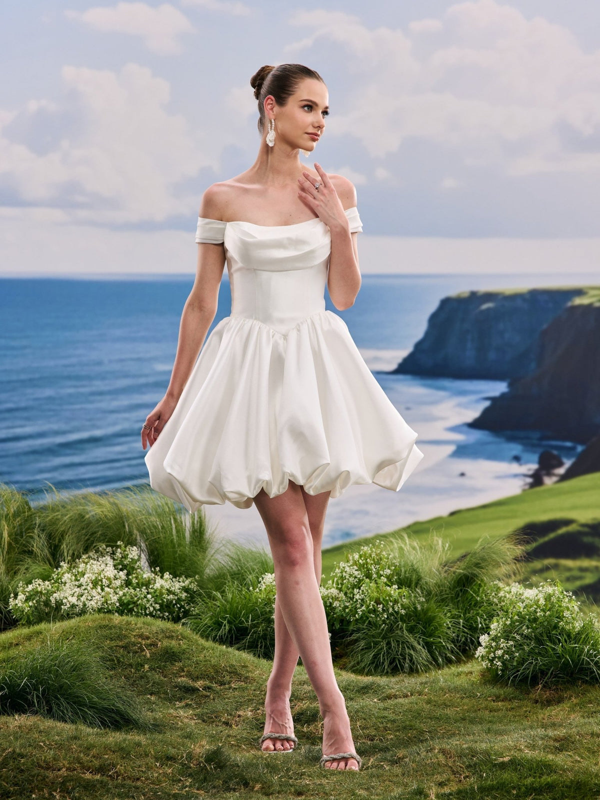 Ilyra white wedding dress, detail and alternate angle