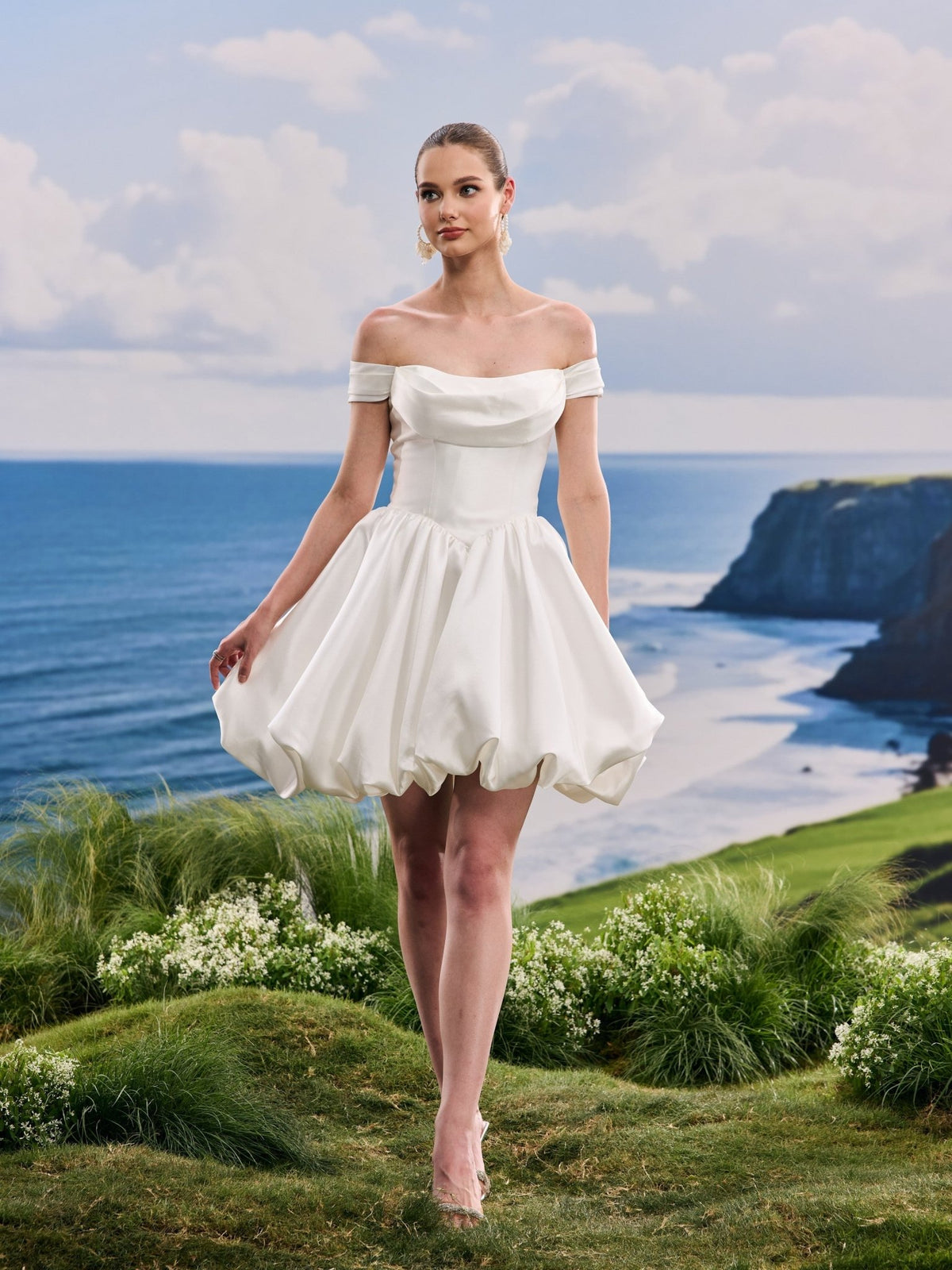 Ilyra white wedding dress, detail and alternate angle